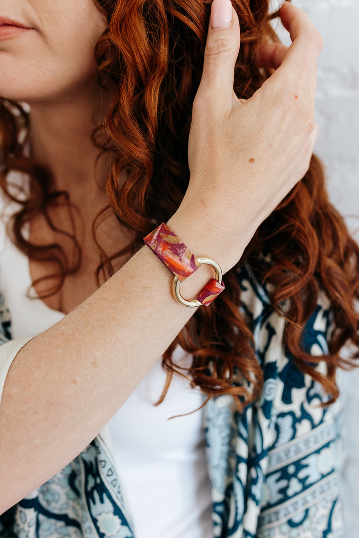 Live Out Loud Leather Bracelet | Hand-painted by Jeanetta Gonzales