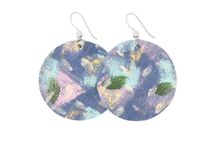 Breathe Round Leather Earrings | Hand-Painted by Rachel Camfield