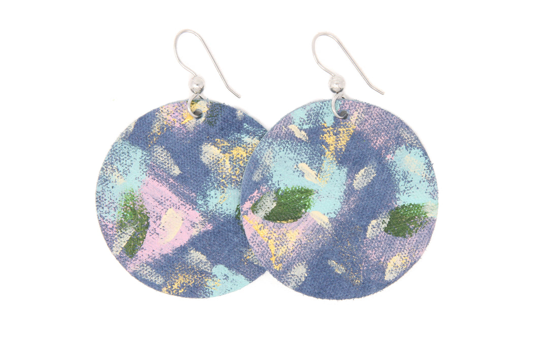 Breathe Round Leather Earrings | Hand-Painted by Rachel Camfield