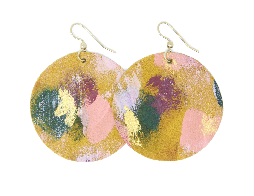 Coming Home Round Leather Earrings | Hand-Painted by Rachel Camfield
