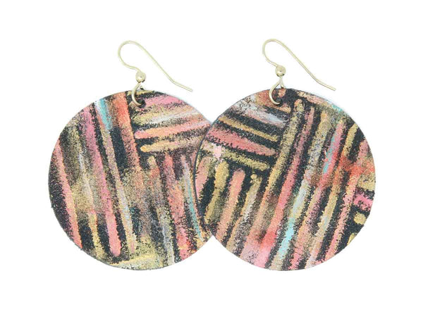 Come Together Round Leather Earrings | Hand-painted by Jeanetta Gonzales