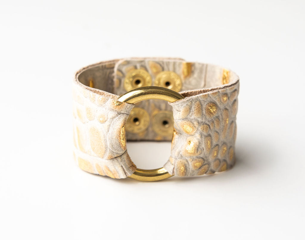 Rock'n the Gold Leather Cuff