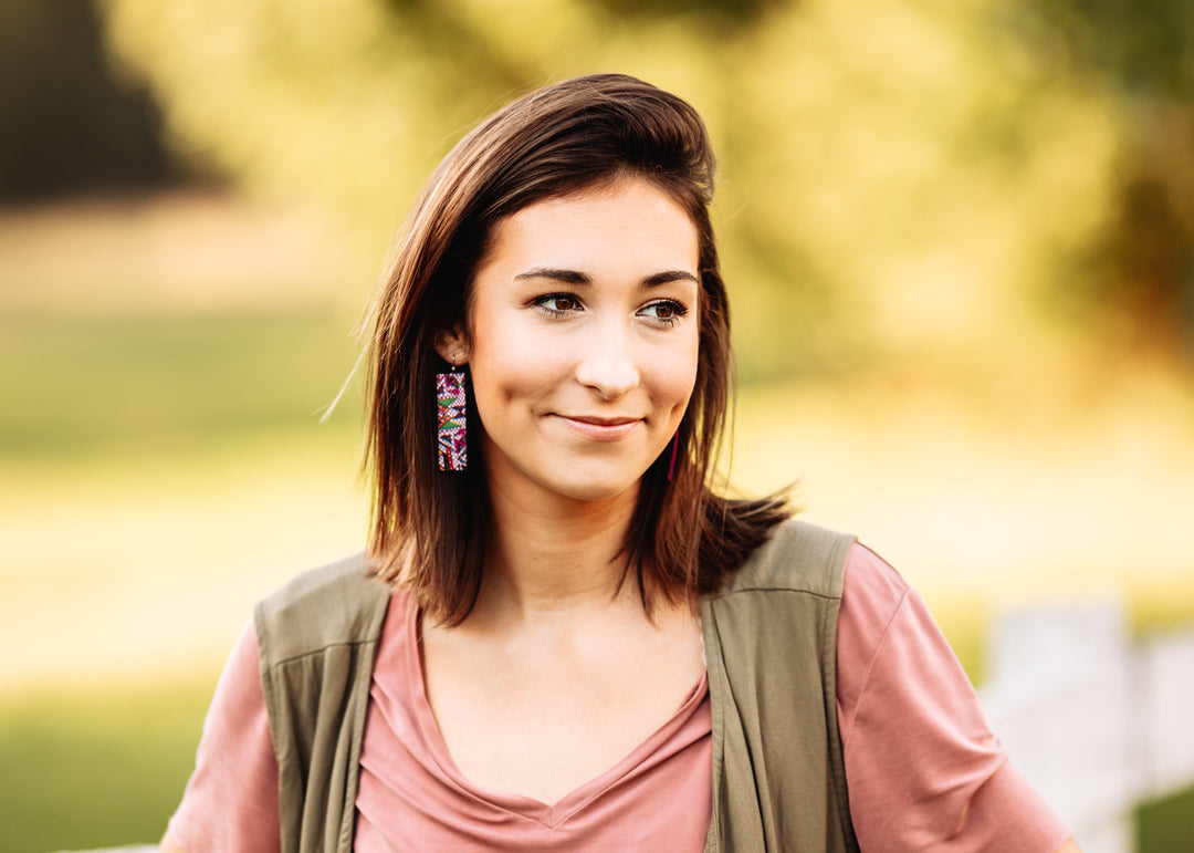 Deco Four Corners Leather Earrings