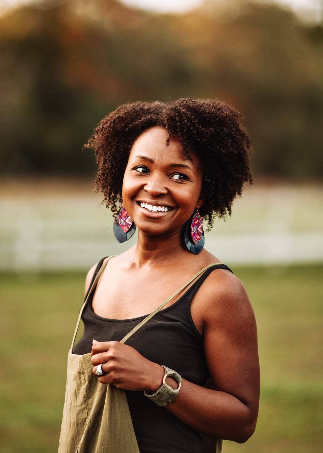 Raspberry Beret Leather Earrings