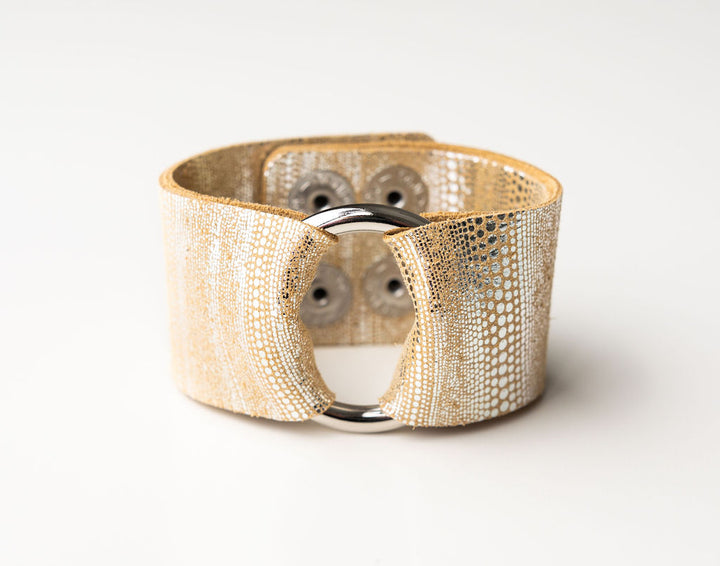 Luna Gold Leather Cuff