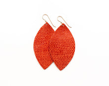 Load image into Gallery viewer, Coral Shimmer Leather Earrings
