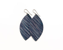 Load image into Gallery viewer, Blend of Dark Blues Leather Earrings
