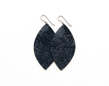 Load image into Gallery viewer, Navy Shimmer Leather Earrings
