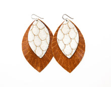 Load image into Gallery viewer, Scalloped in Cream with Brown Fringe Layered Earrings
