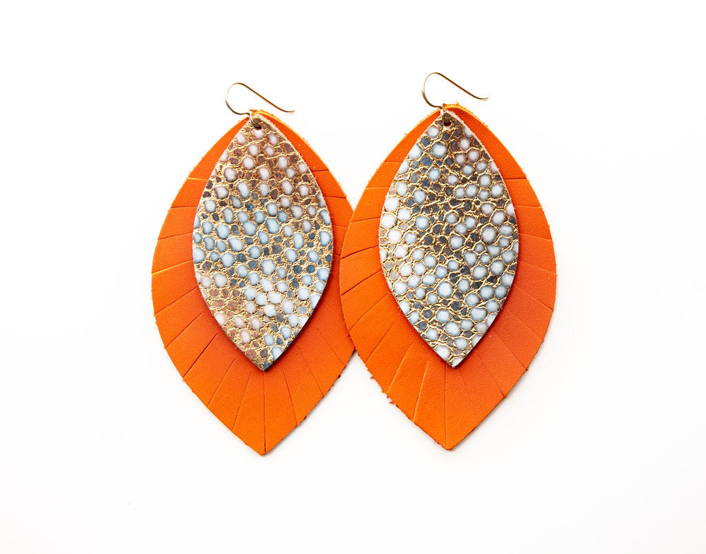 Sundream with Orange Fringe Layered Earrings