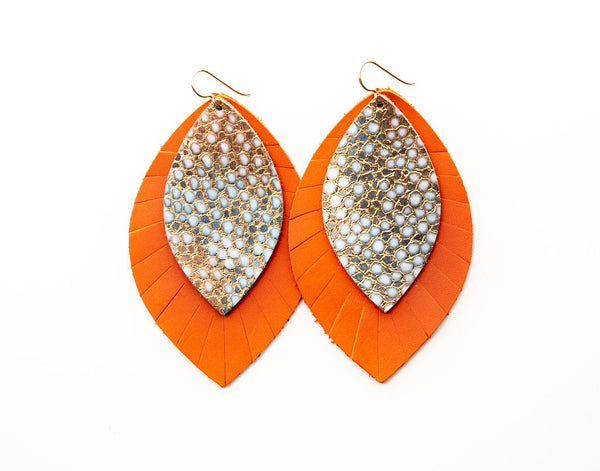 Sundream with Orange Fringe Layered Earrings