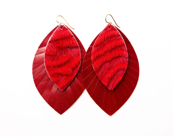Viva Red on Red Fringe Layered Earrings