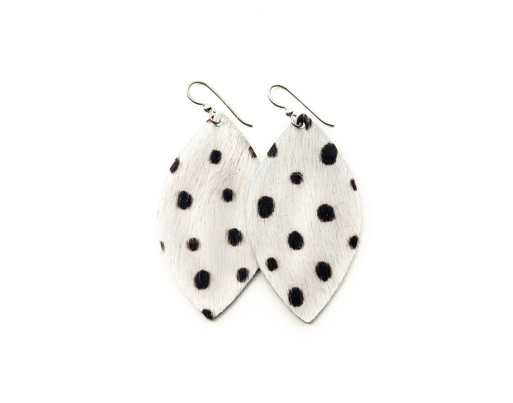 Spotted in Black Leather Earrings