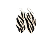 Load image into Gallery viewer, Zebra Black and White Leather Earrings
