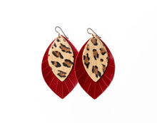 Load image into Gallery viewer, Leopard with Red Fringe Layered Earrings
