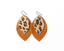 Load image into Gallery viewer, Leopard with Brown Fringe Layered Earrings

