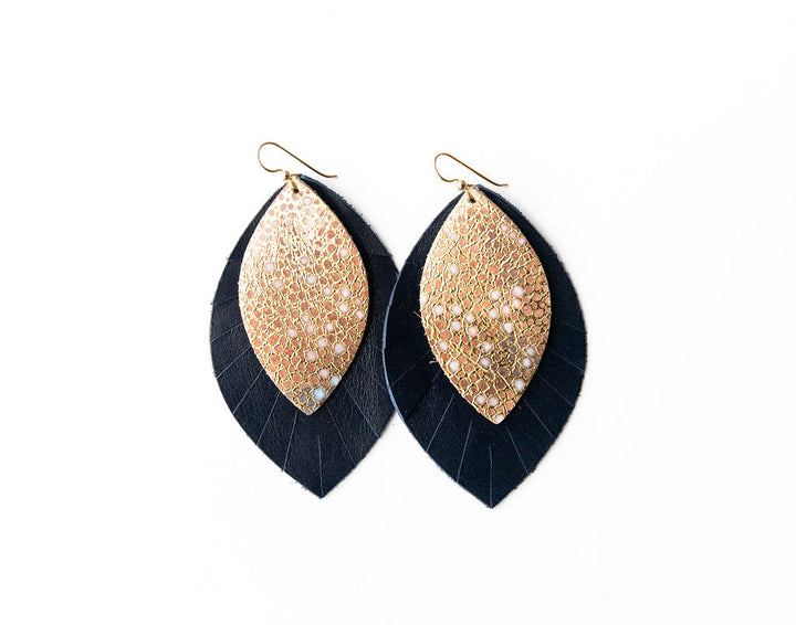 Sundream with Navy Fringe Layered Earrings