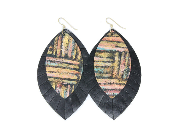 Come Together with Black Fringe Layered Earring | Hand-painted by Jeanetta Gonzales