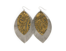 Load image into Gallery viewer, Carved Black and Bronze Fringe Layered Earrings
