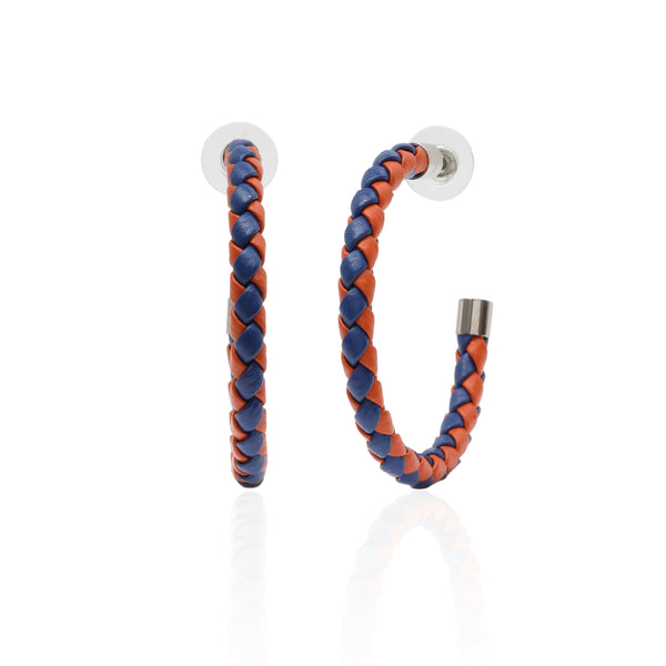 Blue & Orange Braided Hoop Earrings