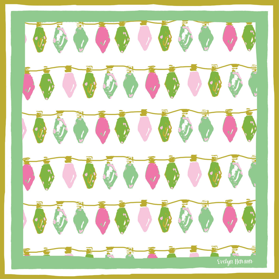 Christmas scarf bandana with pink and green holiday lights