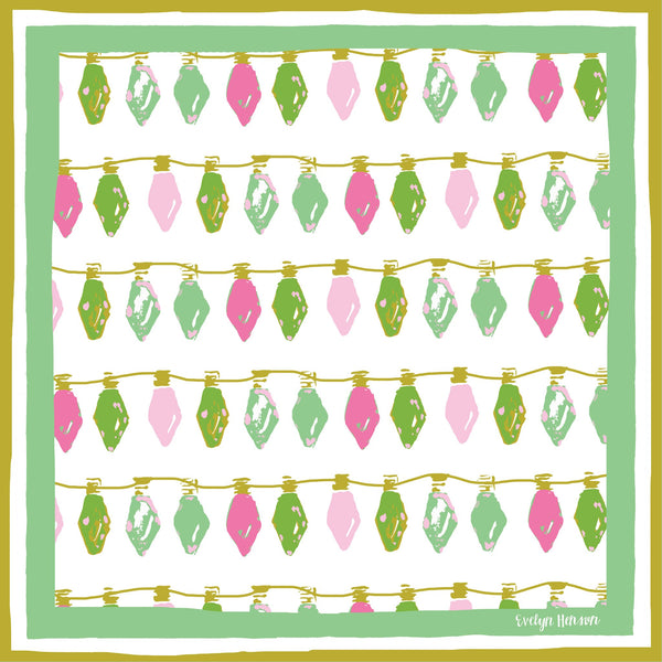 Christmas scarf bandana with pink and green holiday lights