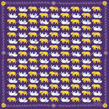 Load image into Gallery viewer, Spirit Tiger in Purple + Gold Scarf Bandana
