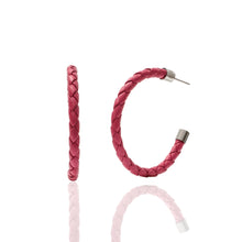 Load image into Gallery viewer, Hot Pink Braided Hoop Earrings
