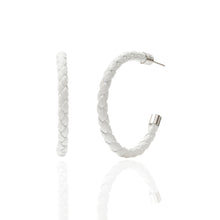 Load image into Gallery viewer, White Braided Hoop Earrings

