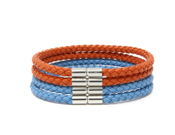 Light Blue and Orange Bracelet - set of 4