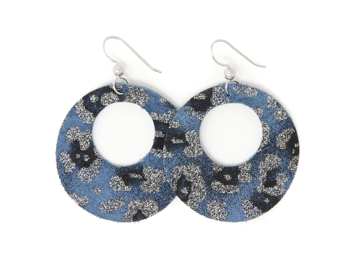 Blue Moon Hoop de Hoop Leather Earrings