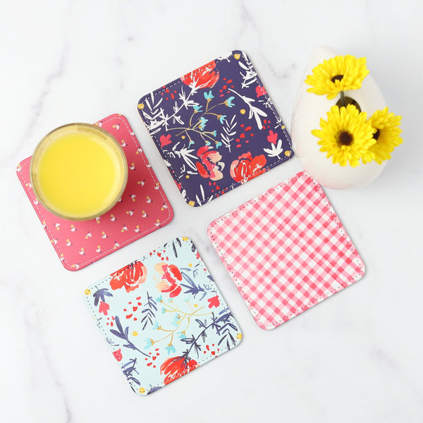 Flower Party Picnic Coasters, Set of 4