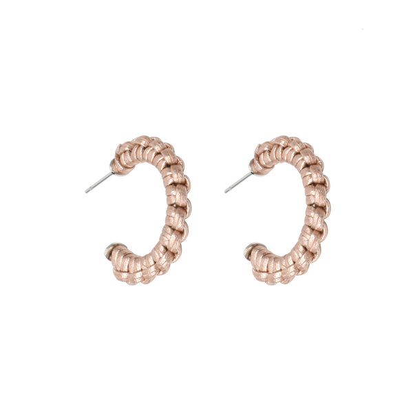 Petite Braided Hoop Earrings - Rose Gold