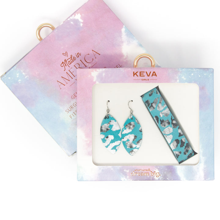 Waves of Pearl KEVA Girls Earring and Wrap Bracelet Set